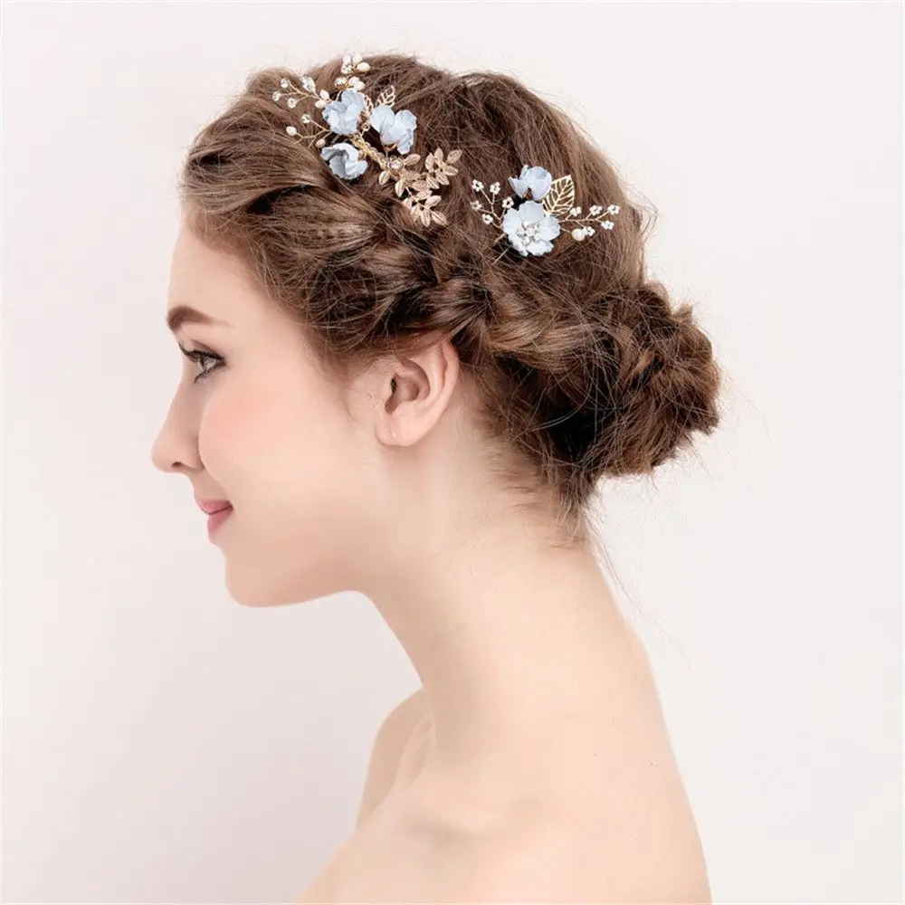 Romantic Wedding Crystal Crown Leaves Tiara Flower Hair Pin Bridal Clips Hair Combs