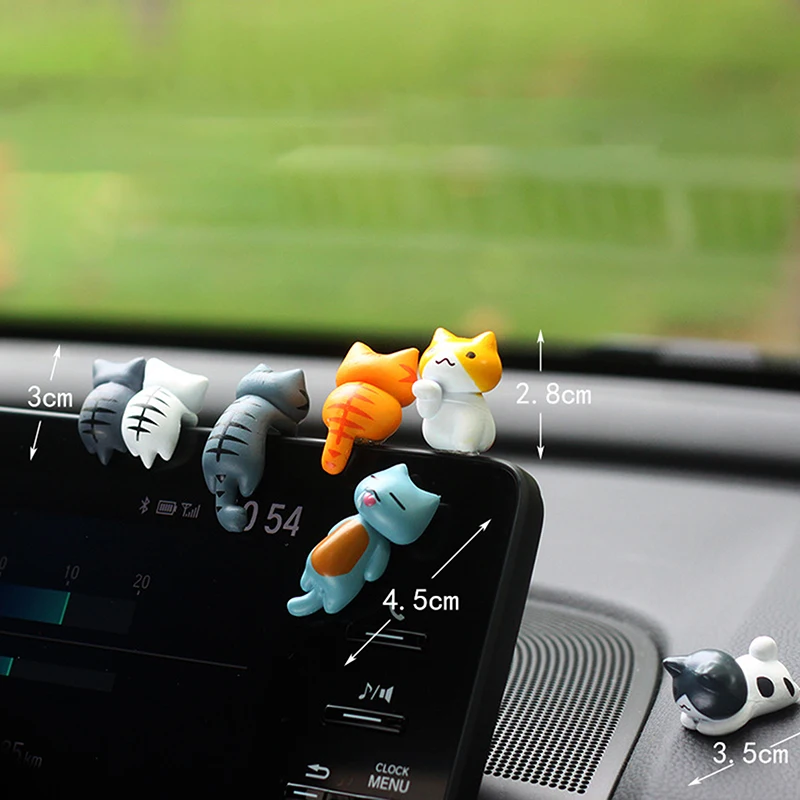 6Pcs/set Cartoon Kawaii Cats Crafts Funny Cat Doll Ornaments Home Decoration Accessories Car Center Console Interior Decoration image 6