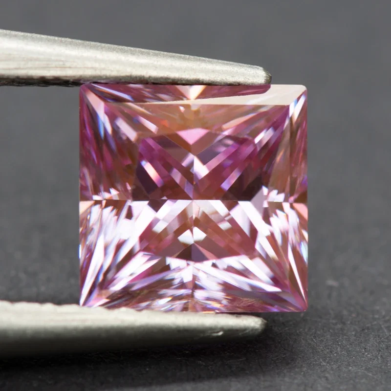 Moissanit Prinzessinnen-Schliff Sakura Rosa Farbige Charms Laborgezüchteter Diamant DIY Ring Halskette Ohrringe Materialien mit Zertifikat – Detail 5