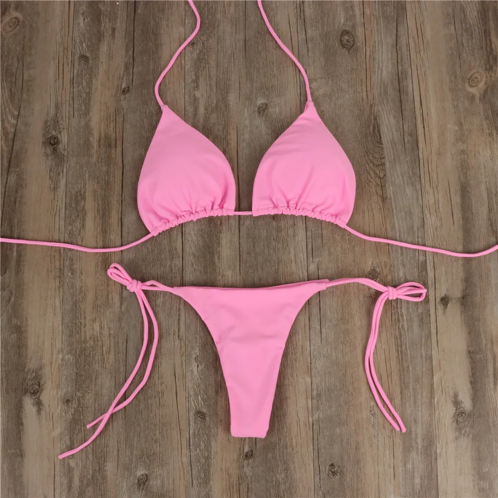 Women Bikini Set Sexy Side Tie Thong Swimsuit Bandage Style Brazilian Swimwear Uitrathin Bra & Brief Sets Erotic Lingerie Set