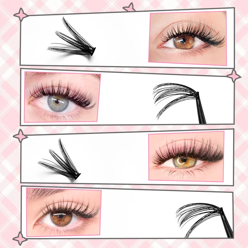 Einzelne Wimpern, Wimpernbüschel, 8–16 mm, 200 Stück, Cluster-Wimpern, natürliches Aussehen, gemischtes Tablett, DIY-Wimpernverlängerung, Volumen-Wimperncluster
