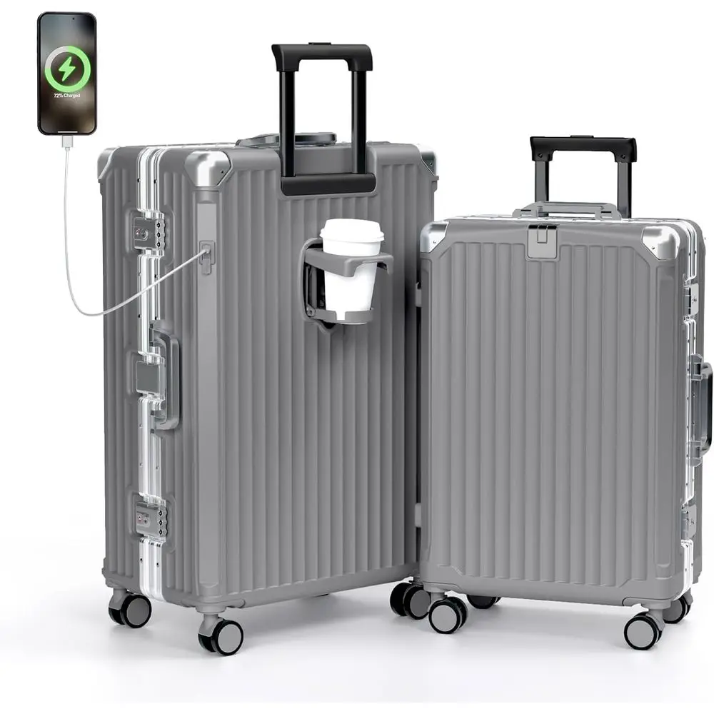 

2-Piece Hard Shell Luggage Set with Wheels, TSA Lock, Carry-On & Checked Sizes