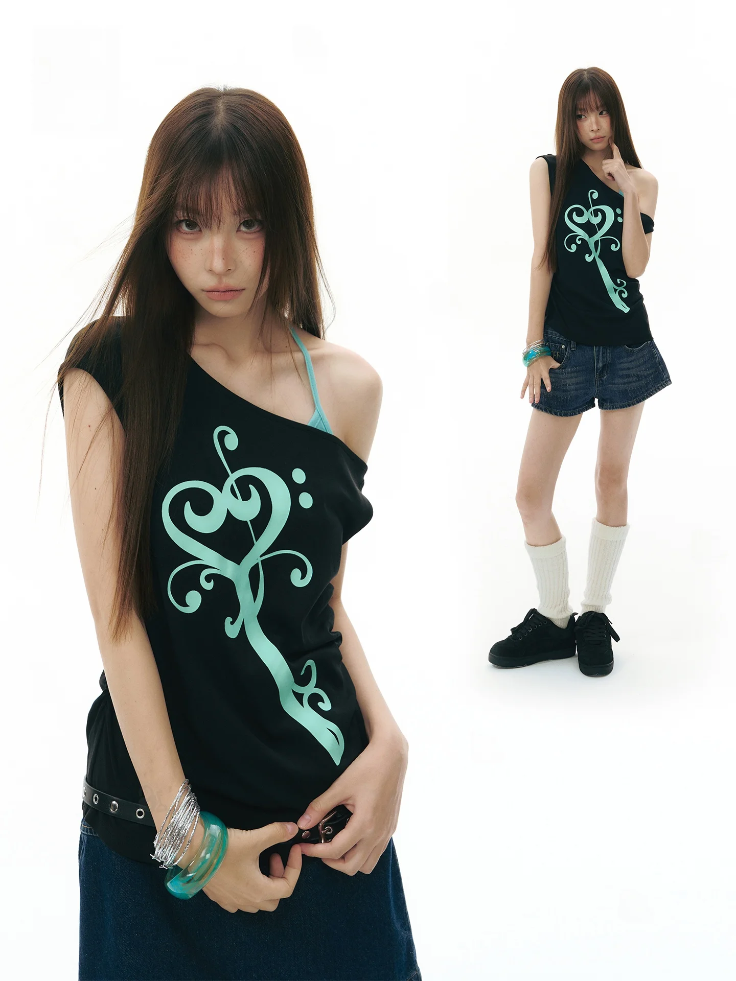 Twodaysoff Millennium Style Vintage Key Print Sleeveless Top Women Summer Irregular Waist Inward Vest Soft Comfortable Short ...