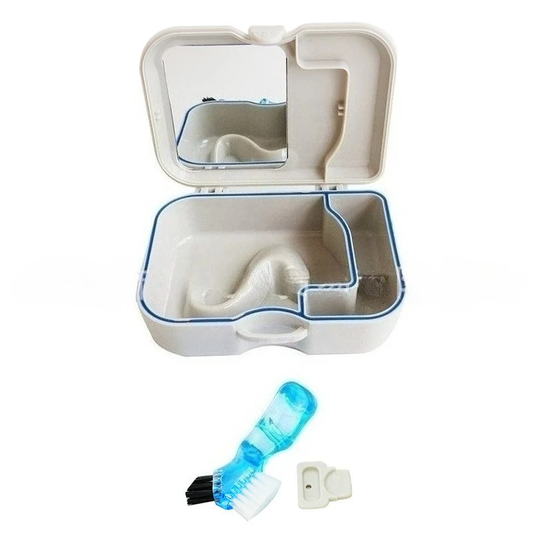 1 Box Portable Tooth Storage Box with Mirror and Brush - Retainer Case - Plastic Box s