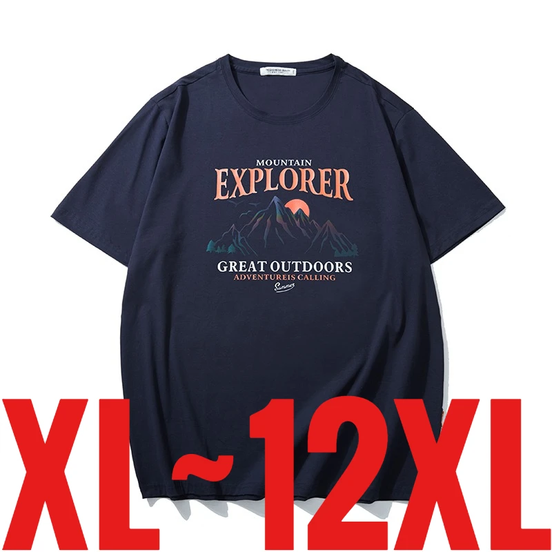 Extra Big Size 12XL Men's Casual T-shirt Short Sleeve Oversiz Tshirt Male Plus Large 120kg Huge 6XL 7XL 8XL 9XL 10XL Bust 140 Cm