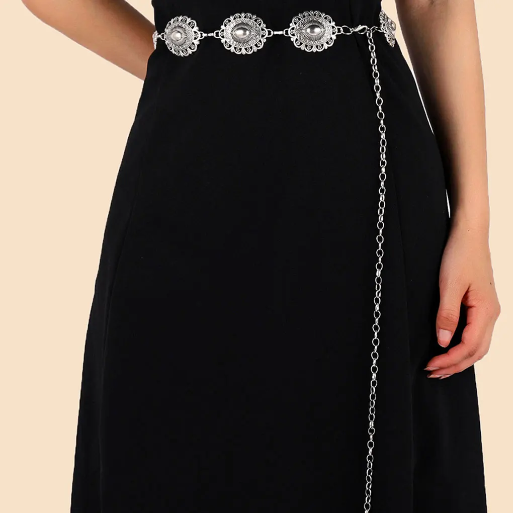 

Fashionable Carved Waistband Matte Alloy Waist Chain For Jeans And Tops Jackets Slim Waist Chain
