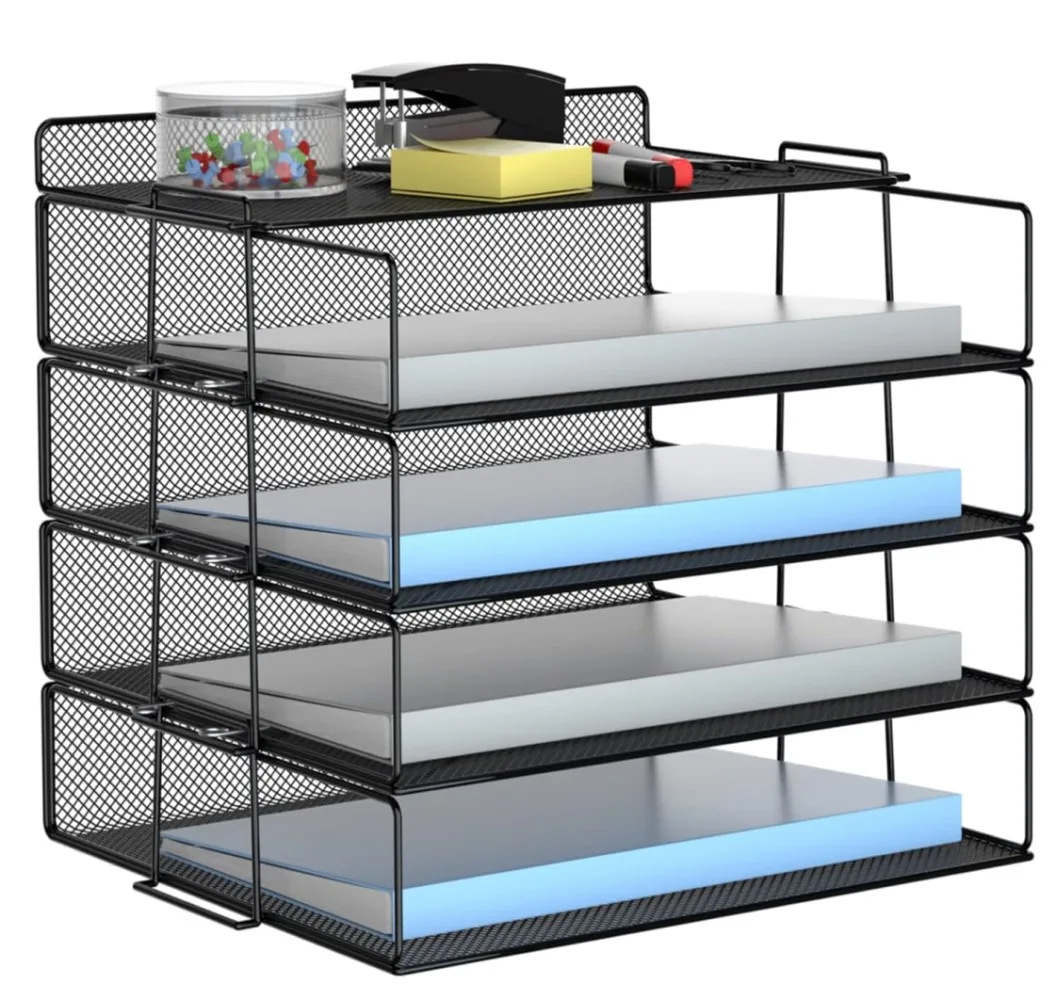 

Metal Mesh Wall Hanging Rack Five Story Newspaper and Magazine Storage Rack A4 File Rack Office Storage