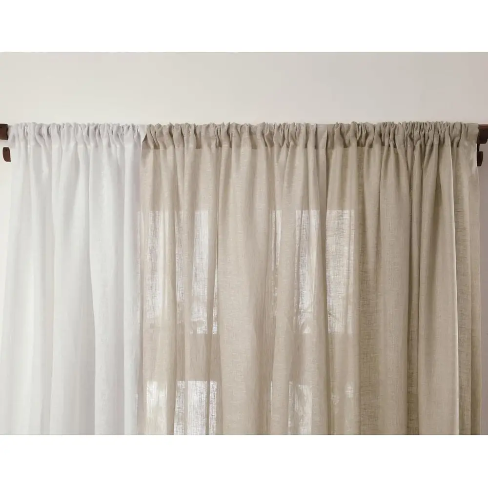 84 Pure Linen Sheer Curtains - 100% European Flax, 52x84, Light Filtering for Living Spaces