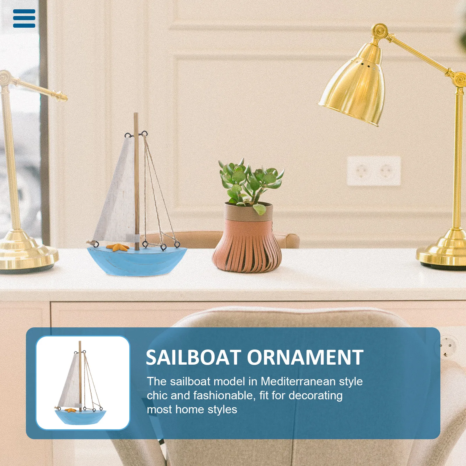 

Mediterranean Wooden Sailboat Small Fresh Decoration Premium Material Safe Sailing Boat Ornament Dining Table Office Bedroom Car