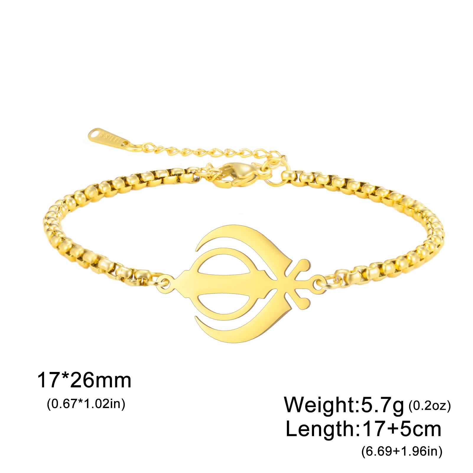 Lucktune Khanda Sikhism Symbol Bracelets for Women Men Stainless Steel Religious Protection Amulet Spiritual Sikh Jewelry Gift