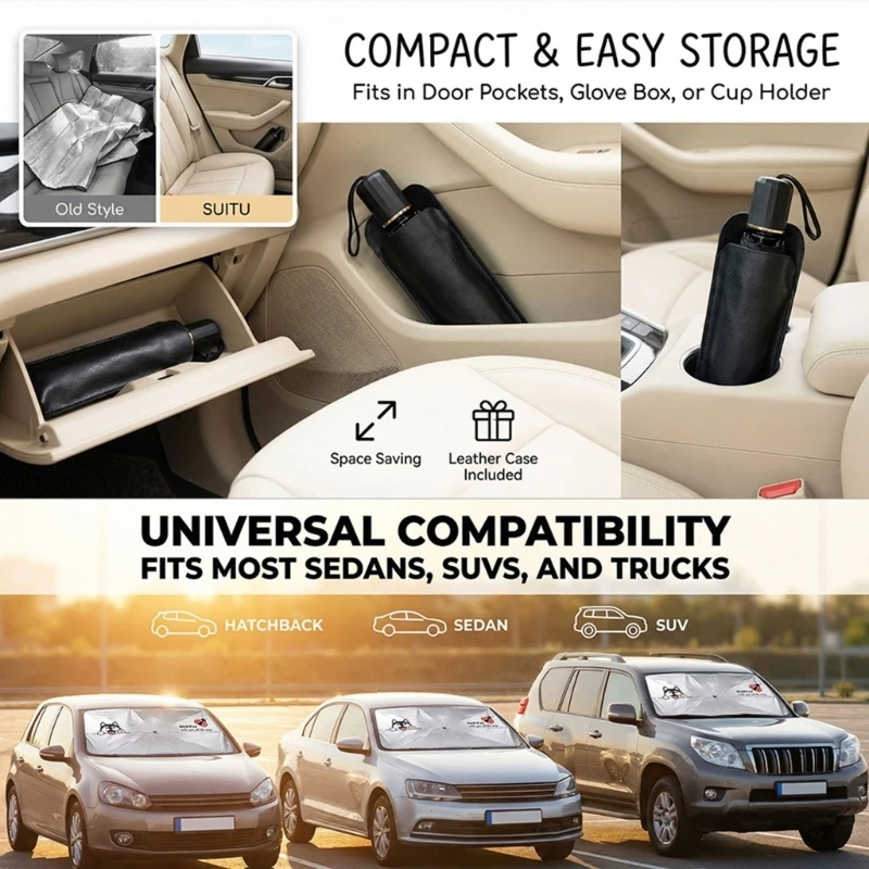 Car Windshield Sun Shade Reflectors Sunshade Offer for Car Interior Cool Reflective Sun Blockers Universal