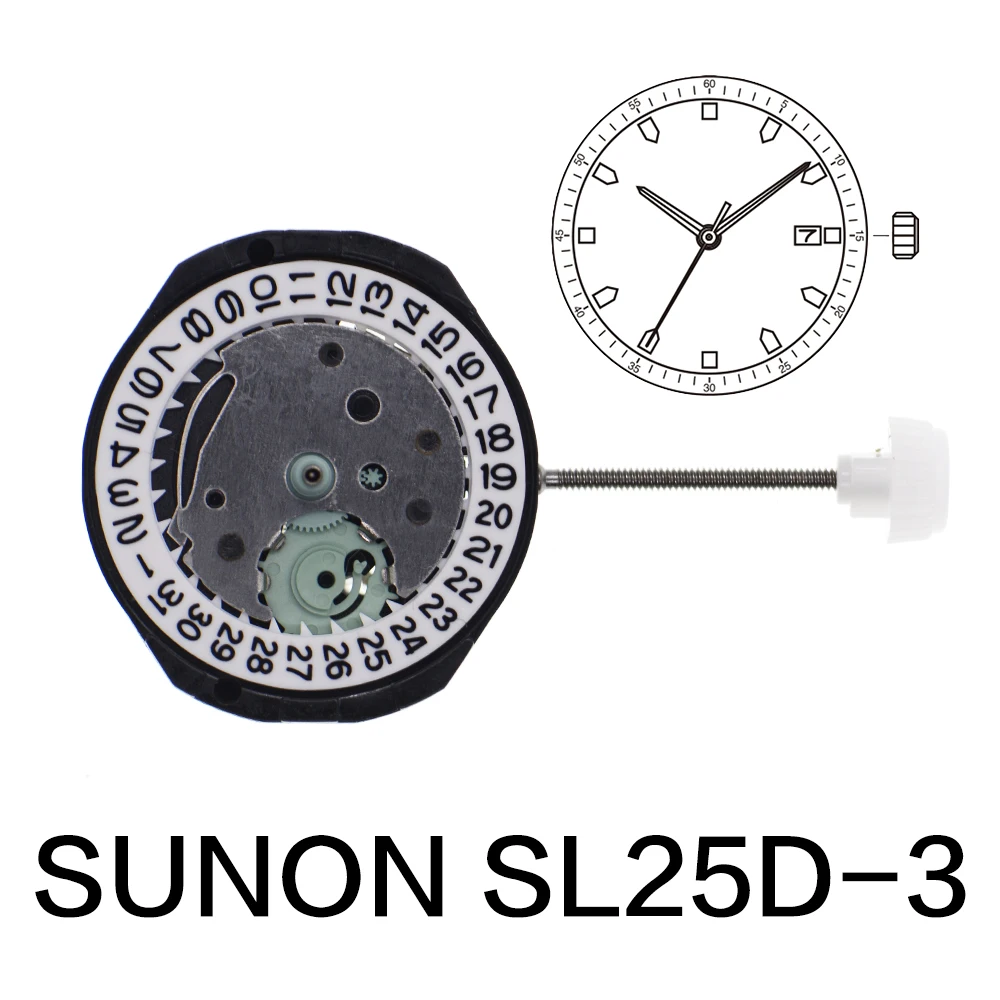 SUNON SL25 movimento cina sl25-3 movimento al quarzo calendario data Display orologio da polso accessori per la riparazione di parti