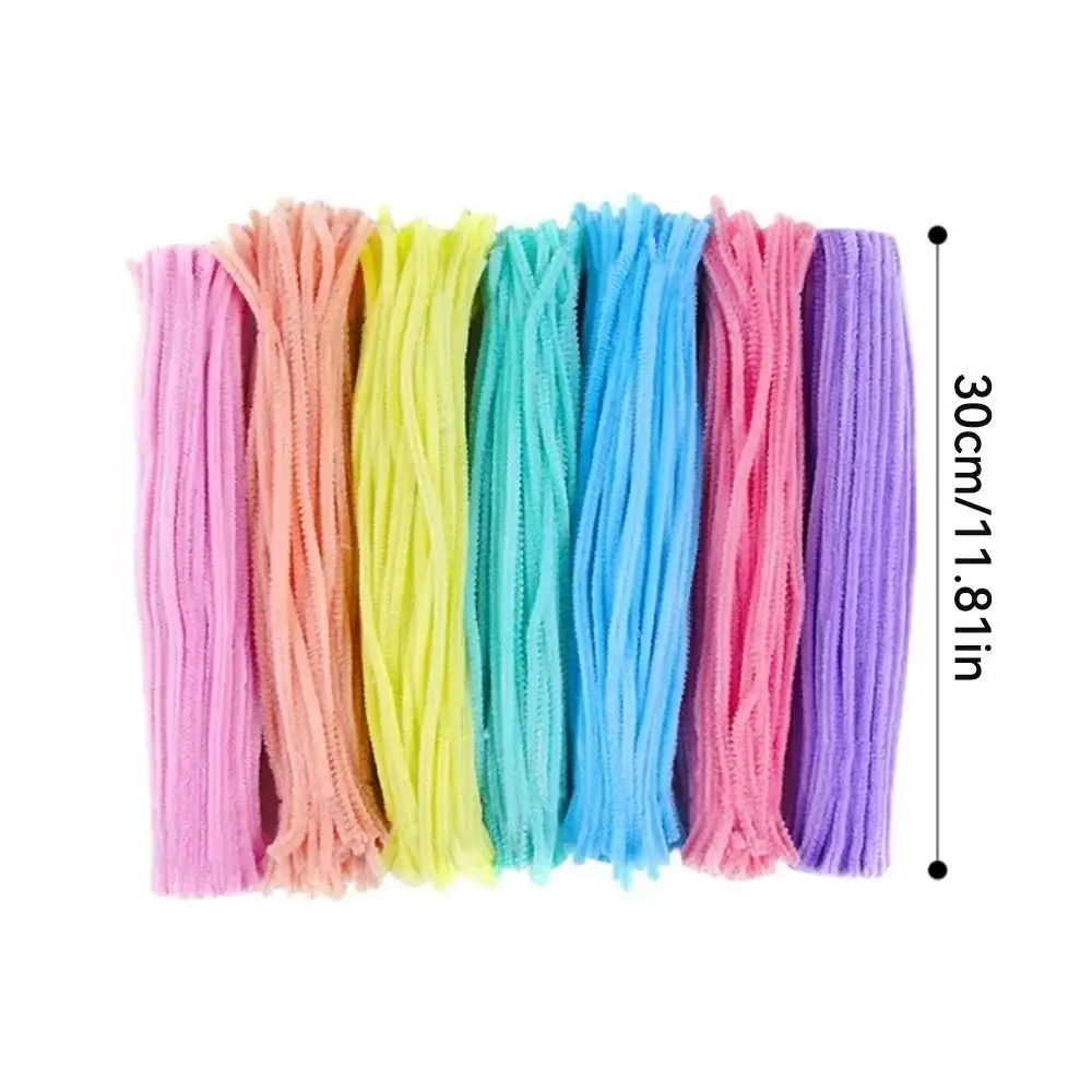 100pcs Macaron Color Fuzzy Wire DIY Tulips Flower Bouquet Valentine Birthday Handmade Gift