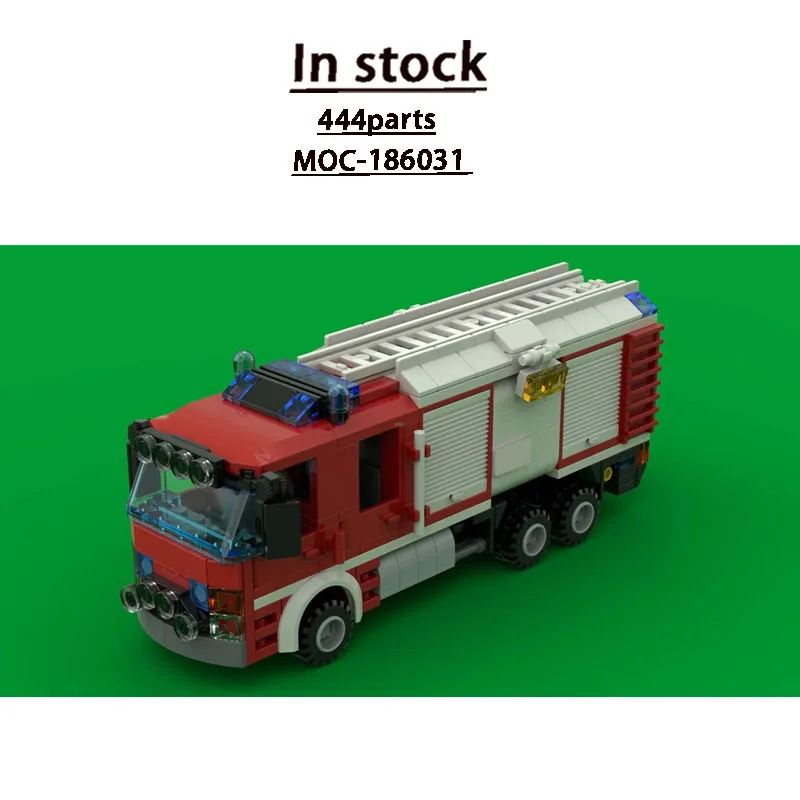 moc-186031-city-rescue-fire-truck-building-block-model-444-parts-moc-boys-children's-birthday-christmas-new-year-toy-gift