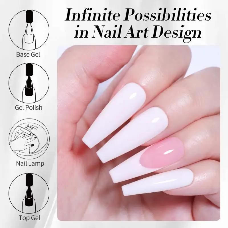 BORN PRETTY 1/2 Stück Weißer Nagel-Gel-Lack für Design 12 Stile Französische Nägel Lack Halbtransparent Abziehbarer UV-LED-Gel – Detail 6