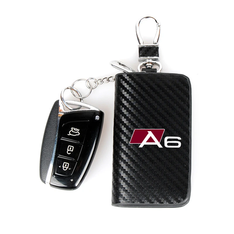 Leather Car Key Protection Shell Bag Carbon Filber Car Key Case for audi sport RS A1 A3 A4 B7 B8 A5 A6 A7 A8 Q3 Q5 Q7 Q8 TT