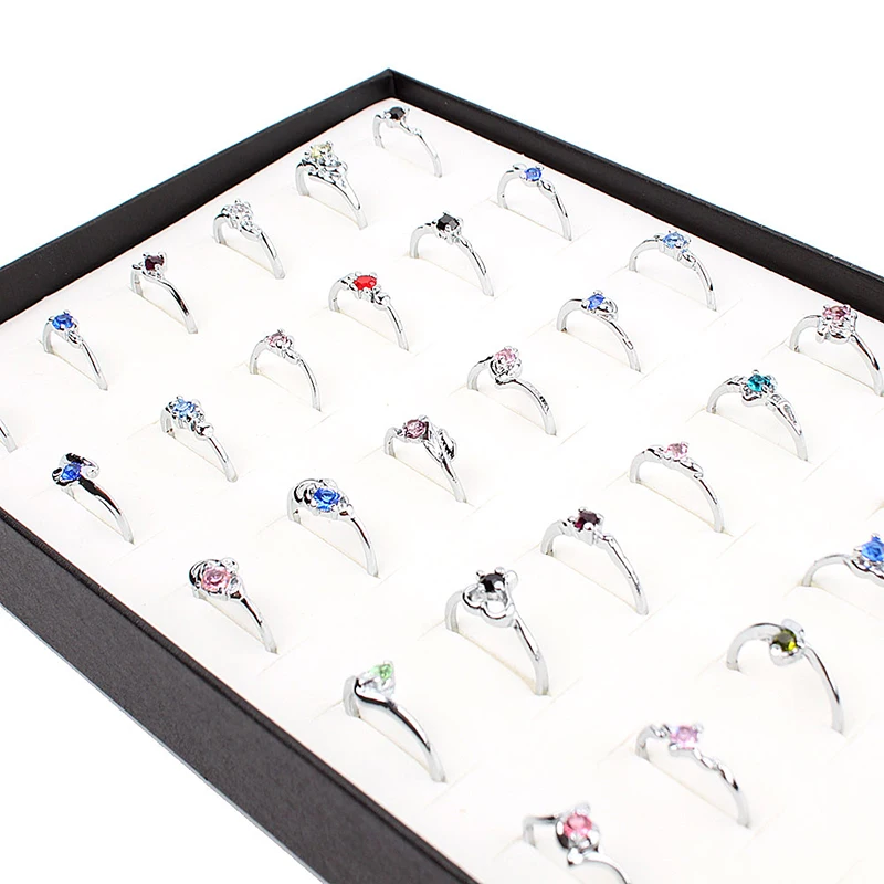 Joyería de compromiso y boda para mujer, lote de 30 piezas, anillos de circonita con forma de corazón, accesorios de moda en varios estilos.