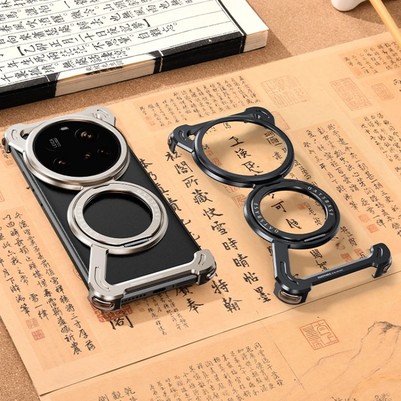 Metalowe etui na telefon Oatsbasf do Xiaomi 15 14 Ultra/Pro z podstawką 360 ° Obrotowe, cienkie, odporne na wstrząsy etui Magsafe do Xiaomi 15 14 — zdjęcie produktu 6