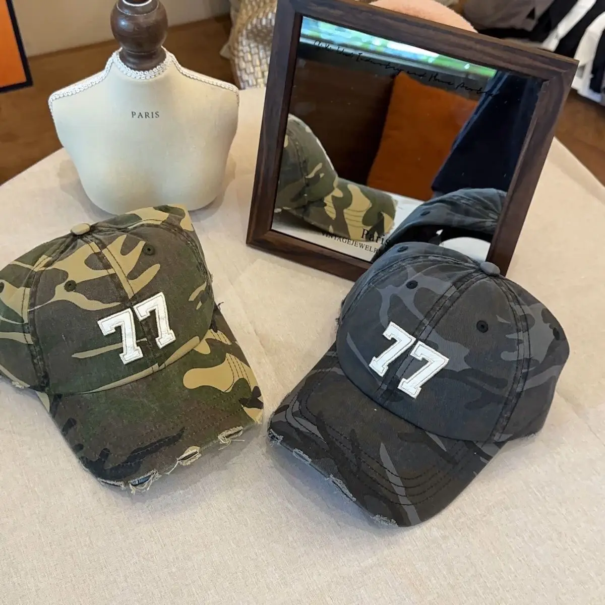 American Camouflage No. 77 Patch Letter Embroidered Baseball Cap Women Spring Autumn Summer Outdoor Sports Peaked Cap Men