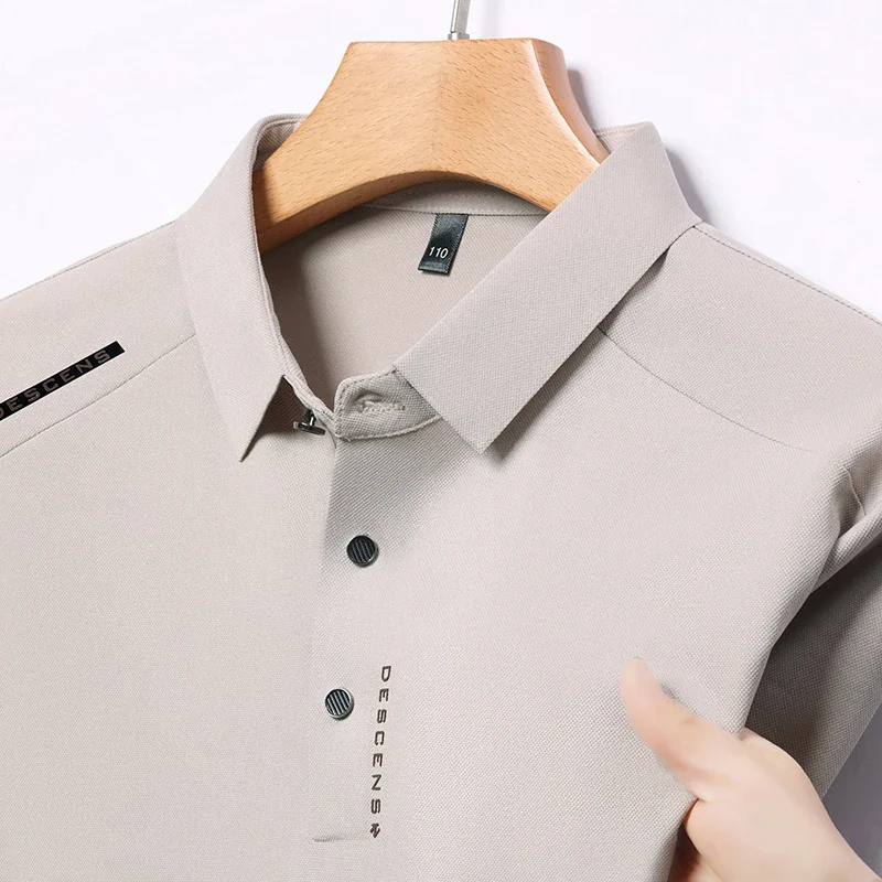 

2025 Новая мужская повседневная модная рубашка поло с коротким рукавом и принтом, дышащая удобная летняя универсальная футболка против морщин