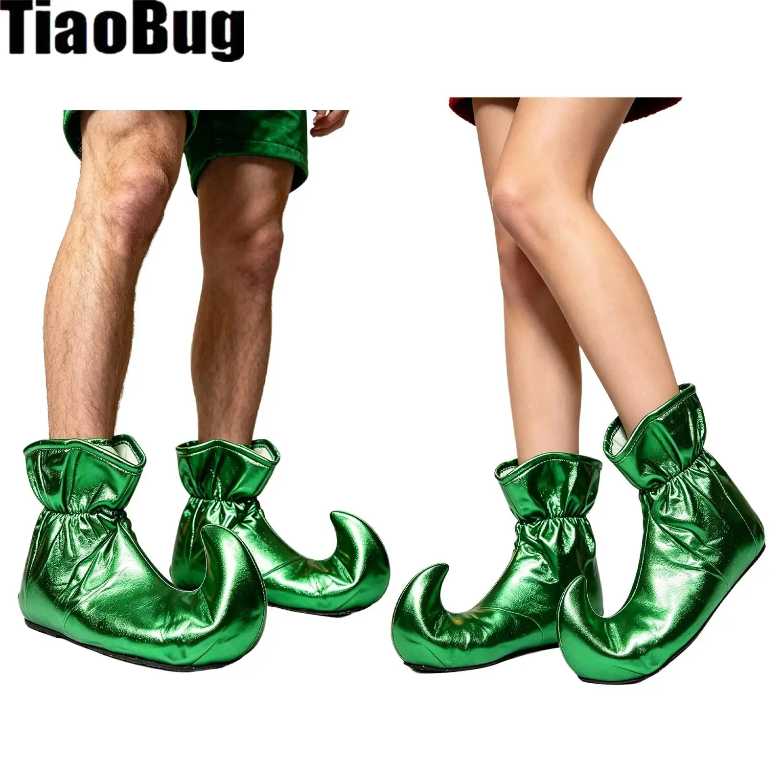 Unisex Adults Clown Elf Shoe Covers with Non Slip Soles for Halloween Role-playing Christmas Theme Party Stage Performance