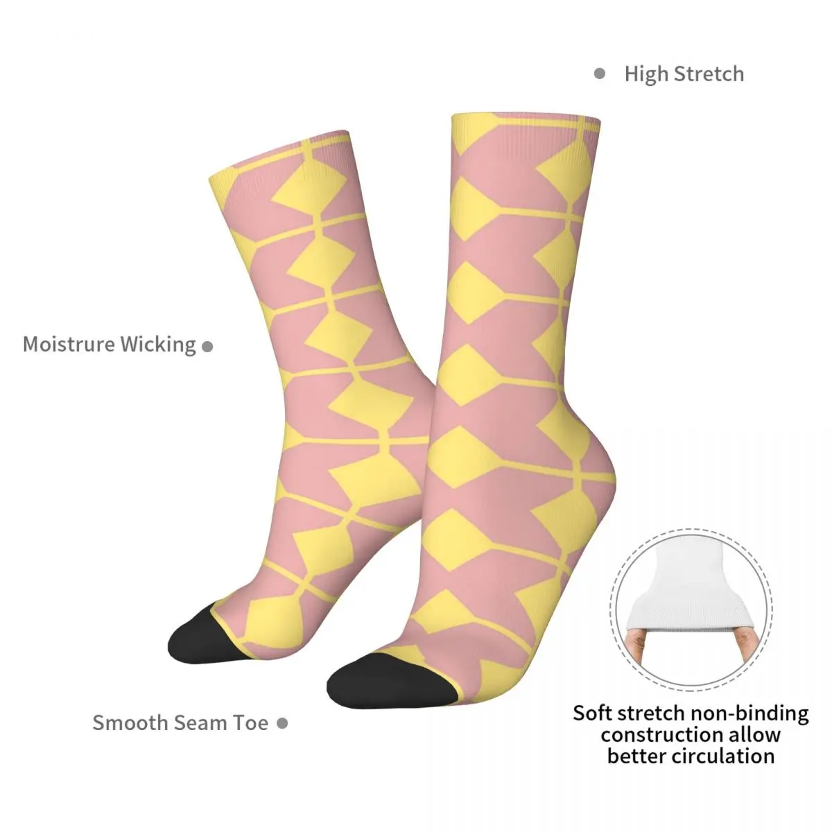 Yellow And Light Pink Geometric Shapes Socks Harajuku Stockings All Season Long Socks Accessories for Man Woman Christmas Gifts