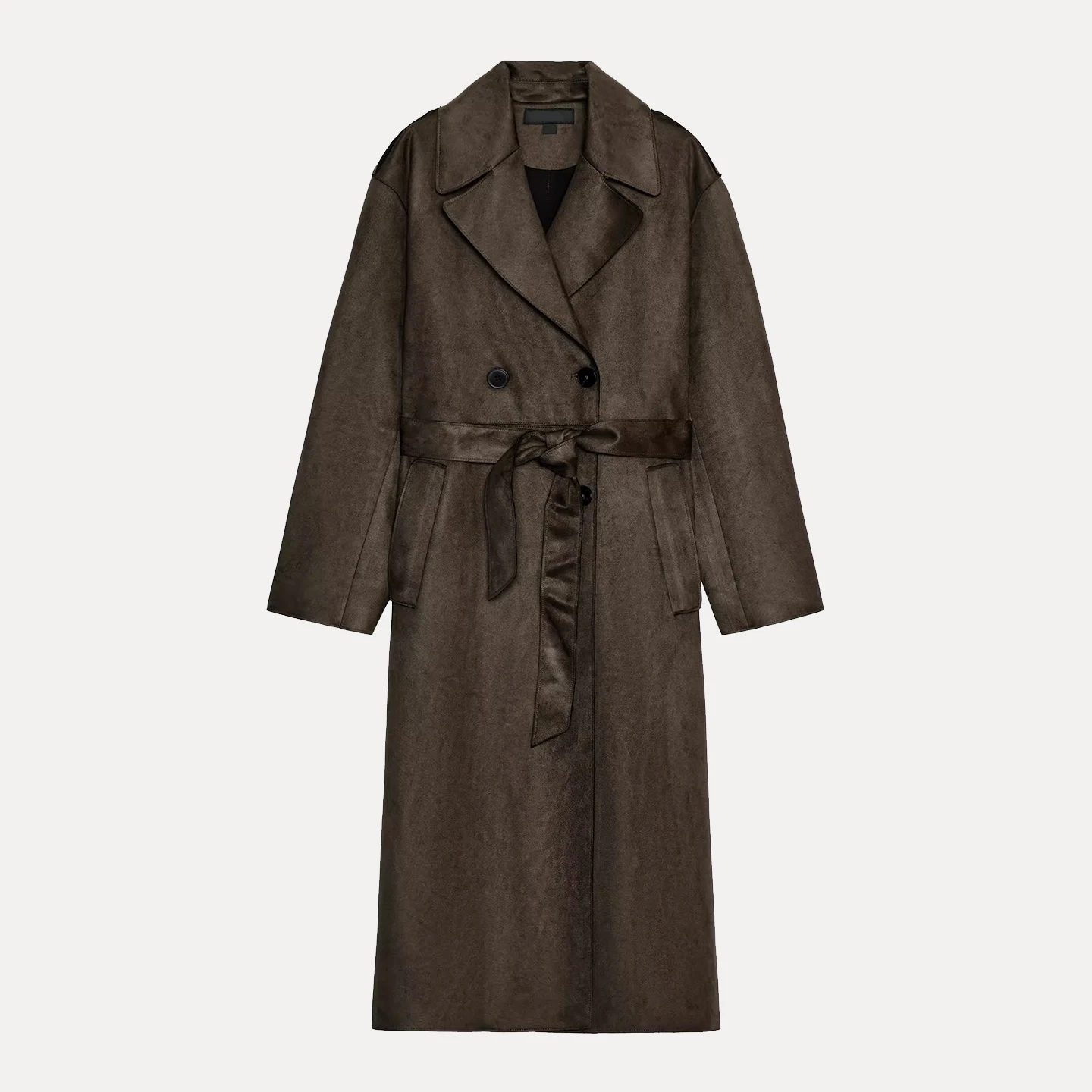 Z 2025 New Faion Long Length Anti-Fur Leather Effect Women's Coat Individuali Simple Sle Double Breasted Button Pu...