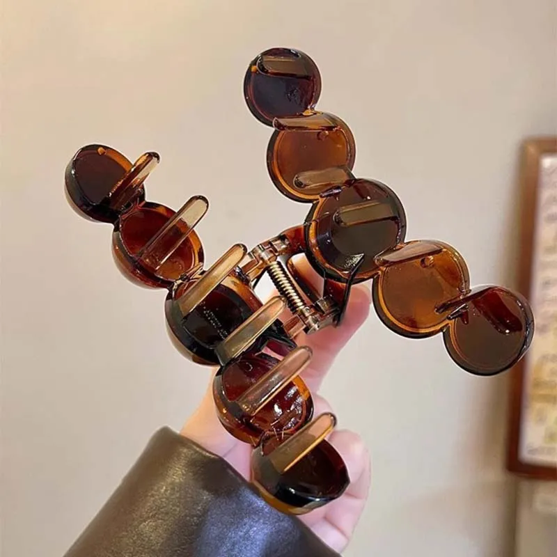 Винтажная градиентная заколка для волос с бисером для женщин, простая пластиковая заколка с геометрическим рисунком, заколка в виде акулы, заколка для волос, аксессуары для волос