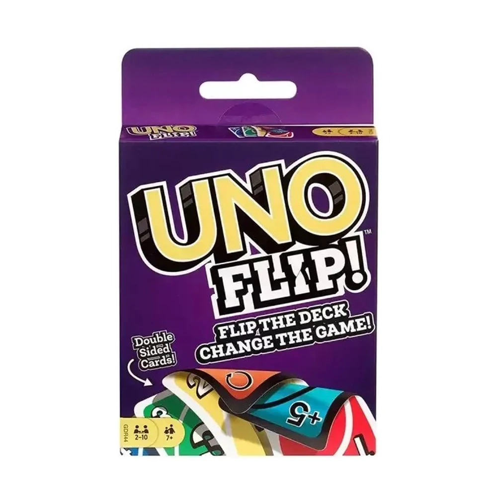 Mattel UNO FLIP! Games Family Funny Entertainment Board Game Fun Playing Cards Kids Toy Gift Box uno No Mercy Card Game Kids Toy