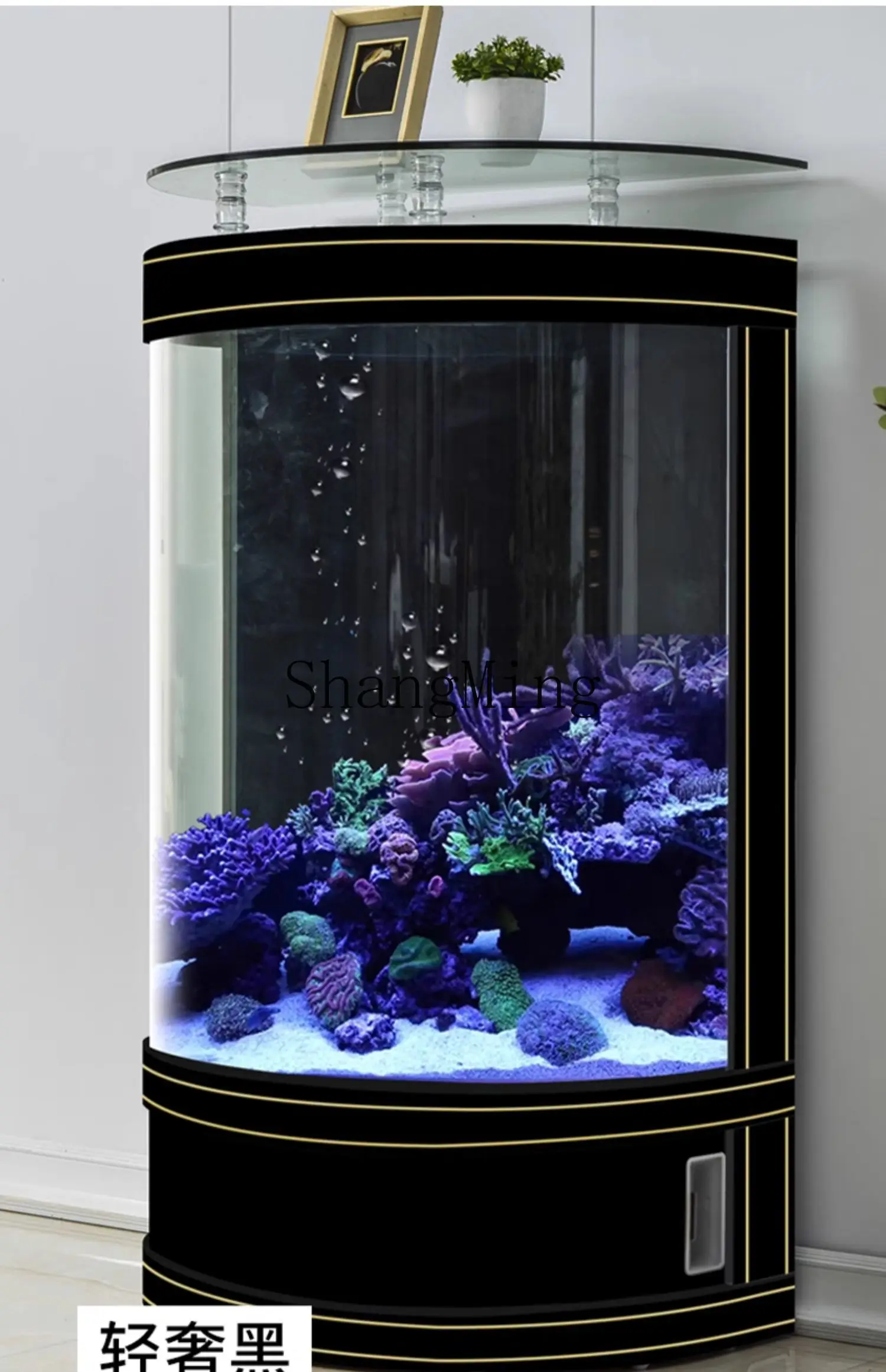 ZYH-tanque de peces dorados semiredondo inteligente, moderno, sencillo, para el hogar, tanque de agua perezoso de vidrio mediano y grande