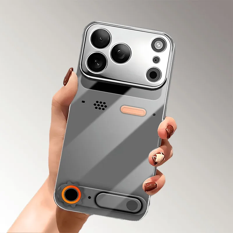Minimalistyczne etui na telefon ze wzorem konsoli do gier, wykonane ze szkła, do iPhone 11 12 13 14 15 16 17 Pro Max Plus 17 Air, posrebrzane galwanicznie. — zdjęcie produktu 6