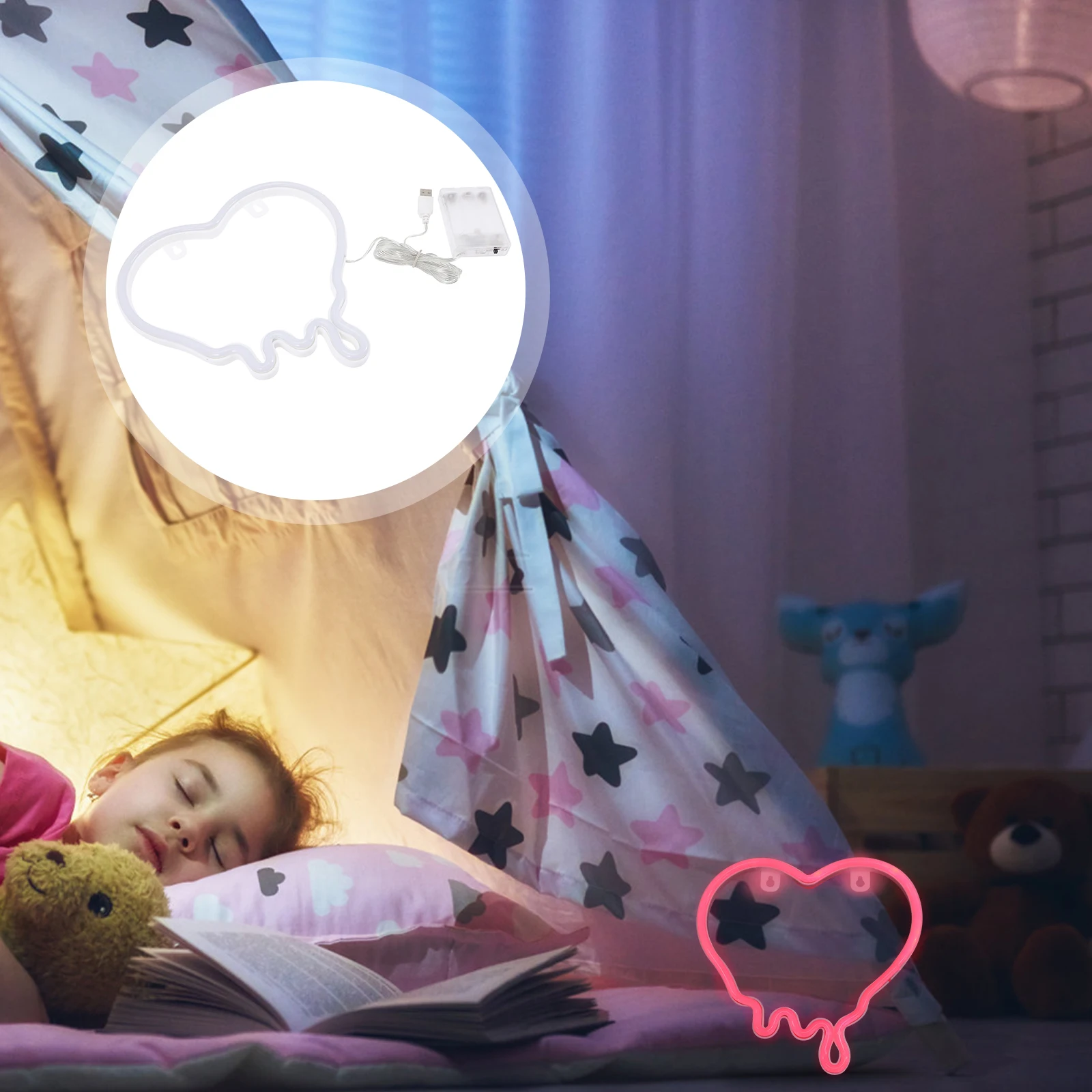 

Melting Heart Neon Light Sign Decorative Lamp for Bedroom Bar Restaurant Valentine Party Gift Idea White Night