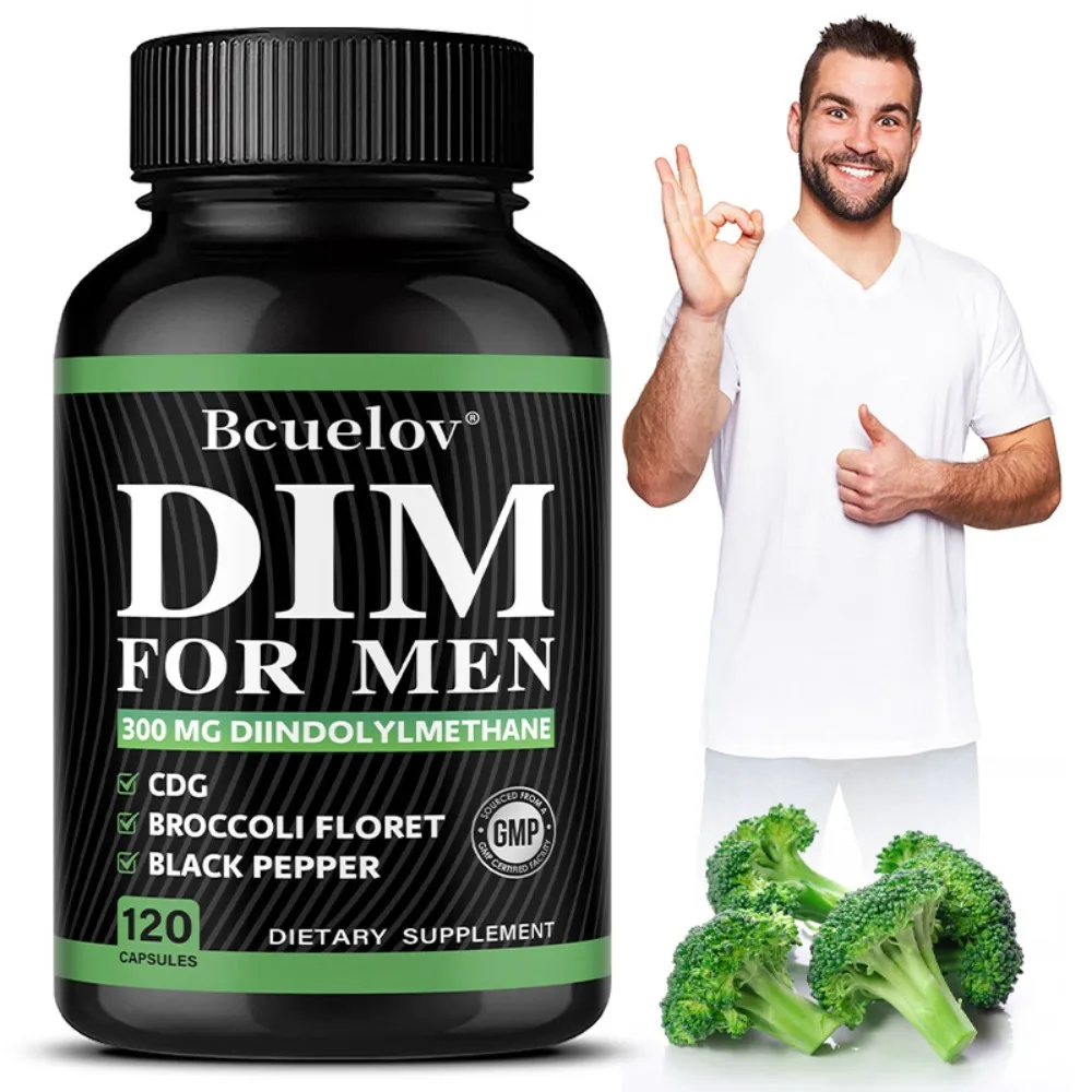 DIM 300mg with Broccoli Floret and Black Pepper - for Men, GMP Certified, Non-GMO, Capsules