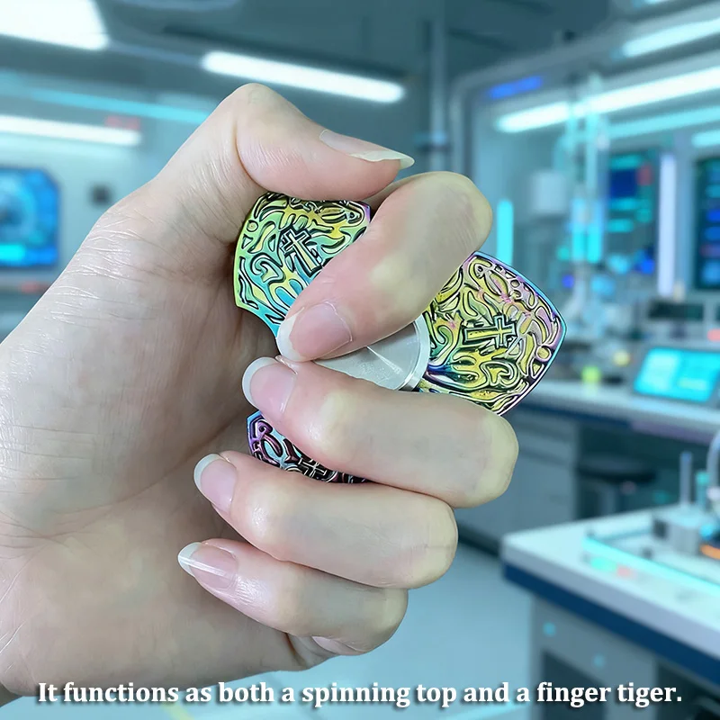 لون رائع تململ سبينر EDC الفولاذ المقاوم للصدأ الإصبع المنزلق الكبار الإجهاد الحد لعبة نافذة الكسارة أدوات الدفاع المحمولة #6