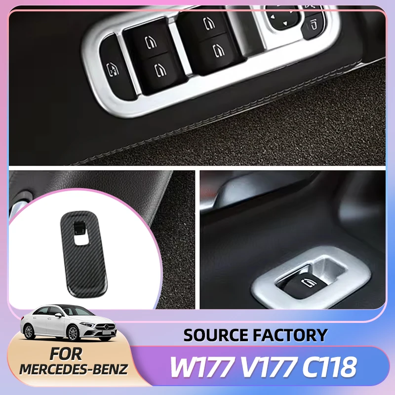 

Hot Interior Stickers Carbon Fiber Refit For Mercedes Benz A CLA Class W177 V177 C118 W118 Car Glass Window Lift Switch Button P