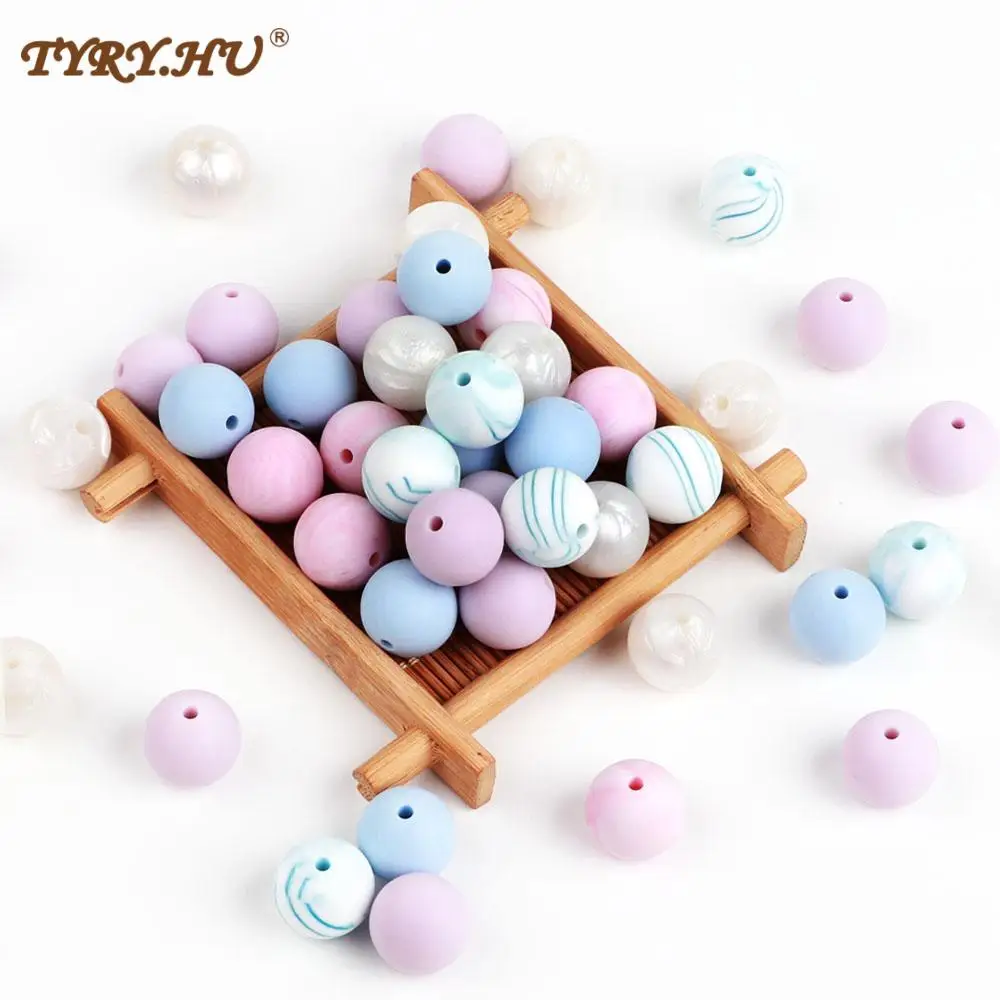 TYRY.HU 12Mm 10Pcs ลูกปัดซิลิโคนเกรดอาหารซิลิโคน Teether ลูกปัดทรงกลม Baby Chewable Teething ลูกปัดซิลิโคน Teether สำหรับ Diy