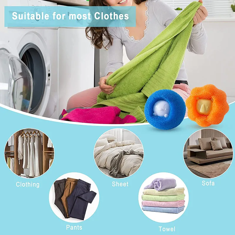 Laundry Ball Kit Reusable Clothes Hair Cleaning Tool Pet Hair Remover Washing Machine Cat Dog Hair Catcher Laundry Ball