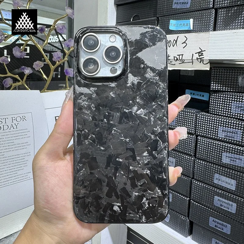 

100% Real Forged Glossy /Matte Full Dry Carbon Fiber Case for iPhone 16 15 14 Pro Max Super Light Protective Back Phone Cover