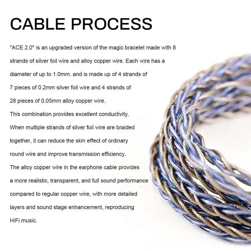 Kinera Ace 2,0 3 en 1 2,5 + 3,5 + 4,4mm auricular HIFI MMCX Cable de actualización Modular equilibrado 0,78 2 pines/conector MMCX enchufe desmontable