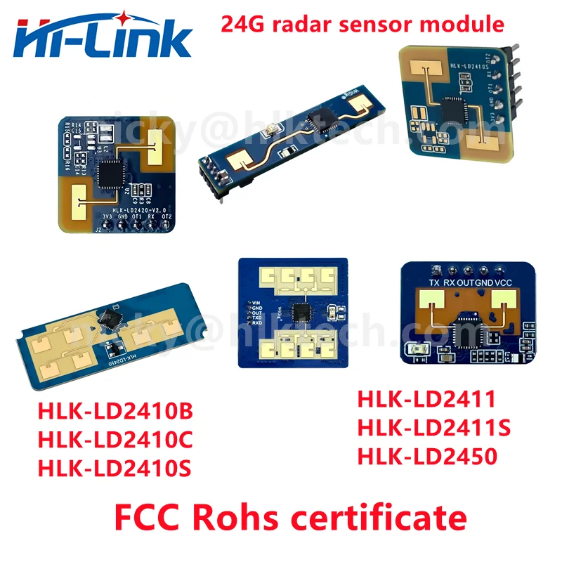 Hi-Link Rohs/FCC/CE 24G HLK-LD2410 LD2410C LD2420 LD2450 LD2401 Smart Home/Hotel Human Presence Motion Sensor Radar Module