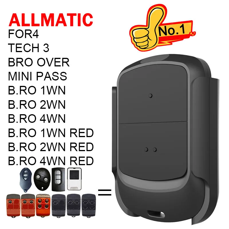 ALLMATIC Remote Control TECH3 BRO2WN BRO1WN BRO4WN FOR4 BRO OVER MINI PASS Garage Door Opener Remote Control 433.92MHz