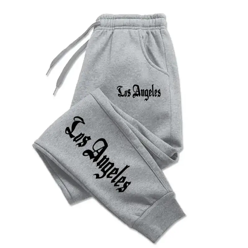 Los Angeles City-pantalones holgados con estampado de letras para hombre y mujer, pantalón para correr, cálidos, informales, para parejas