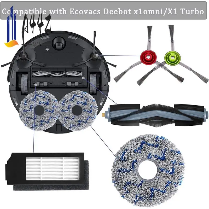

A44Z-Replacement Parts For ECOVACS DEEBOT X1 Omni / X1 Turbo Robot Vacuum Attachments Main Side Brush Filter Mop Dust Bag