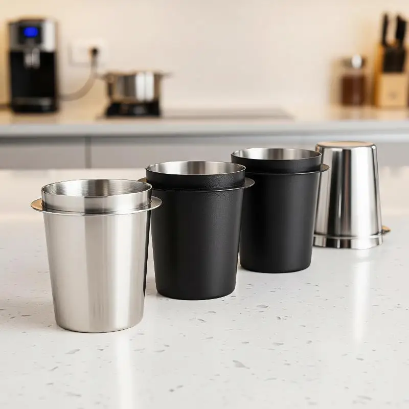 Coffee Dosing Cup Shatterproof Stainless Steel Portable Espresso Catch Cup 51mm 58mm for Small Home Coffee Bars