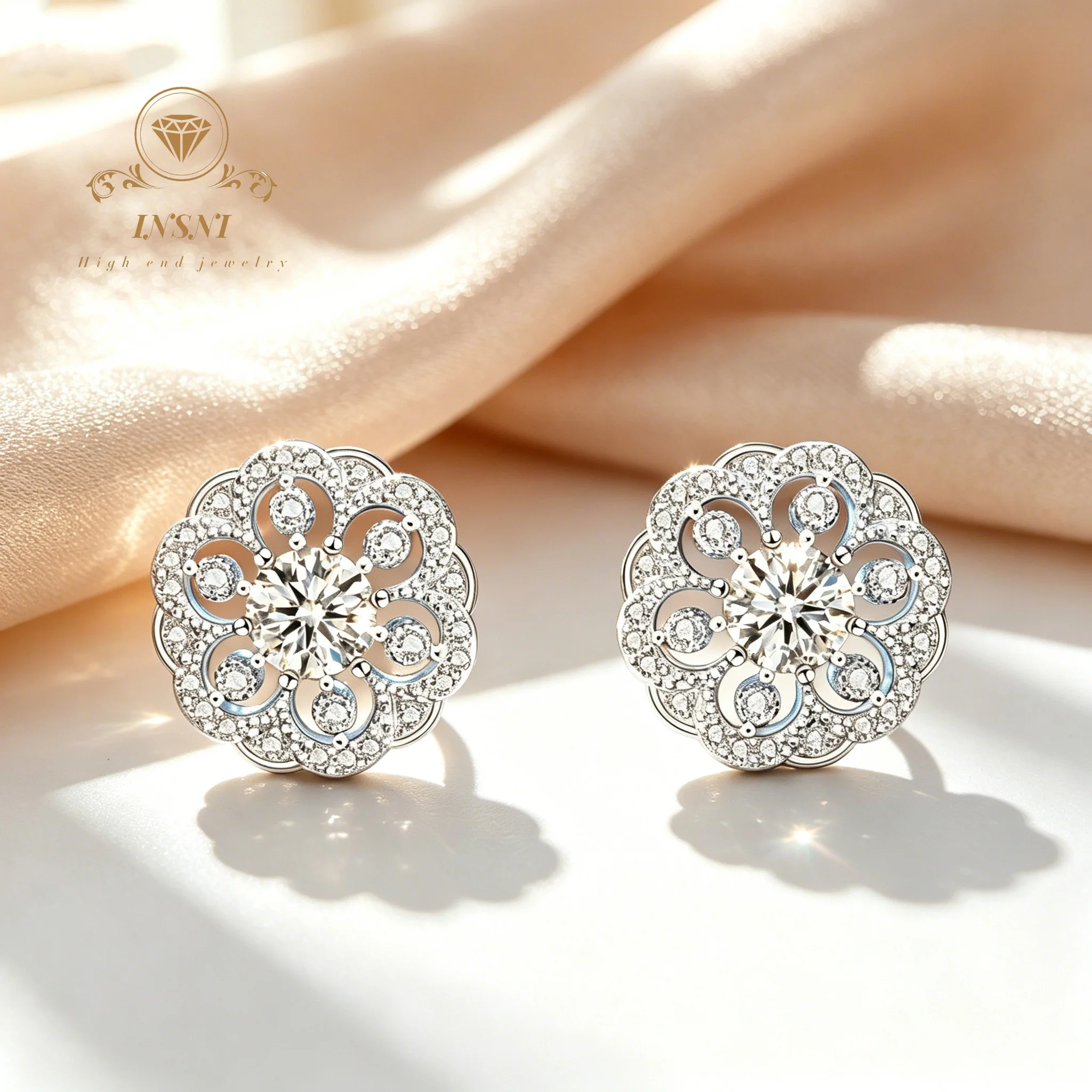 925 Sterling Silver Flower Stud Earrings Women's Personality Delicate Flower Round Earrings Commuter Wear Affordable Jewelry