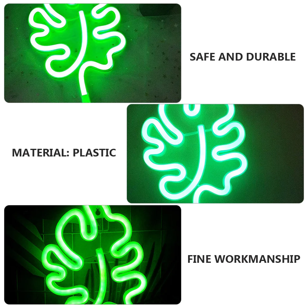 LED Monstera Shaped Neon Night Light USB Or Powered Nordic Style Night Lamp Bedside Table Light Festival Decor