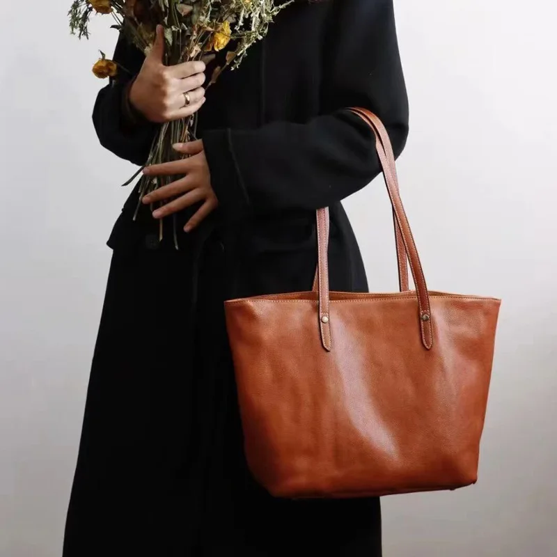 

TopGrainTrove 2025-слойная женская сумка из воловьей кожи, большая вместительная сумка-тоут, дизайнерская роскошная сумка