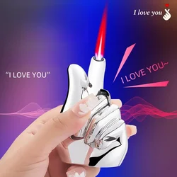 New Heart Shaped Jet Butane Gas Lighter Outdoor Windproof Portable Turbo Torch Unusual Lighter for Gift Cigarette Accessories