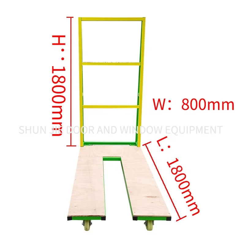 โครงประตูเหล็กด้านเดียว 1.8 ม. หน้าต่างสําเร็จรูปรถเข็นสี่ล้อสําหรับอุตสาหกรรมที่มีแผงไม้
