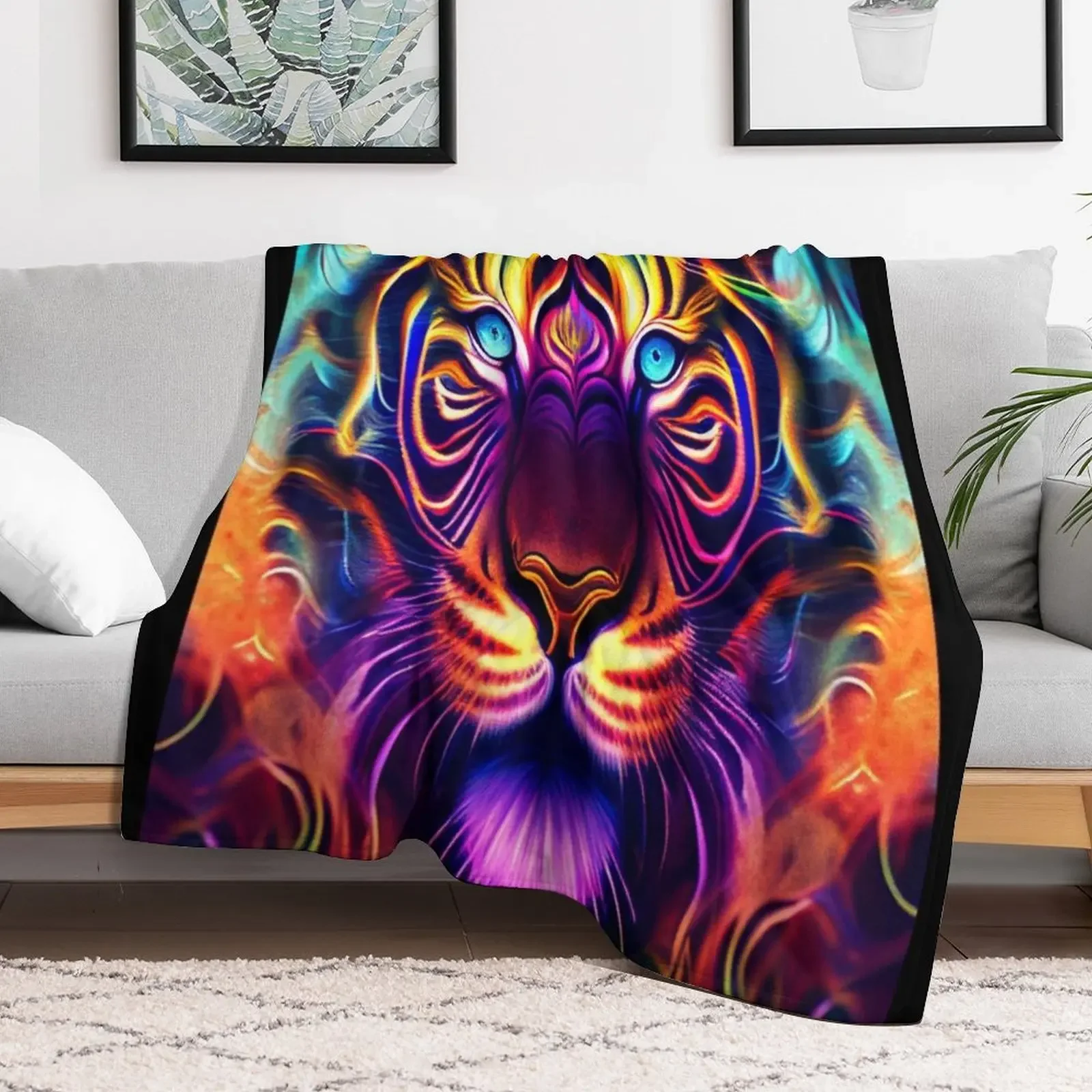 Fiery Tiger Throw Blanket Soft Bedroom Blanket for Night Sleeping